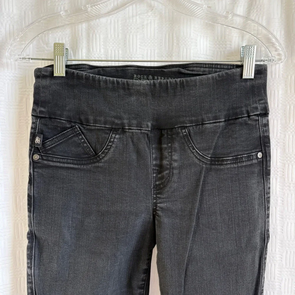 Rock & Republic Denim Rx‎ Fever Black Pull On Skinny Jeans Womens Size 6
